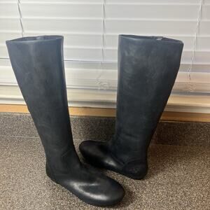 Born Shoes Knee High Boots Women's Size 7M Black Leather Comfort Casual Flat Zip